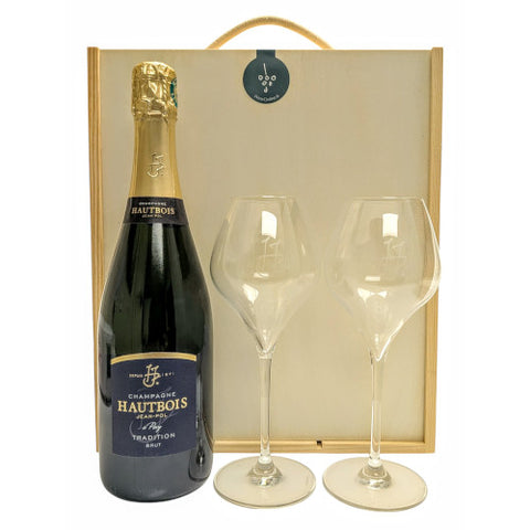 Grower Champagne & Glasses Wooden Gift Set