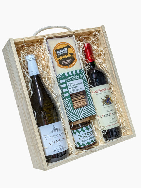 French Wine & Cheese Two Bottle Wood Gift Box