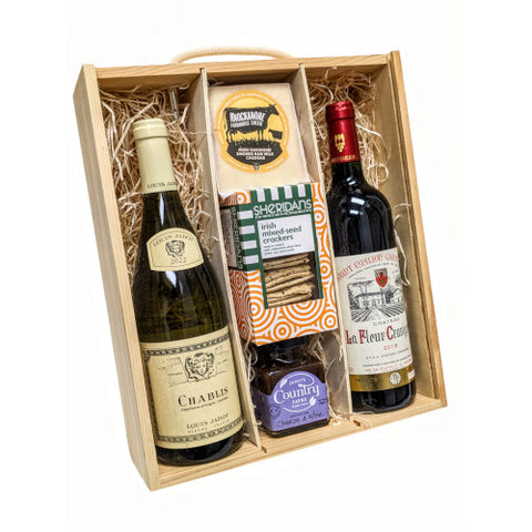 Wine & Cheese Two Bottle Wood Gift Box
