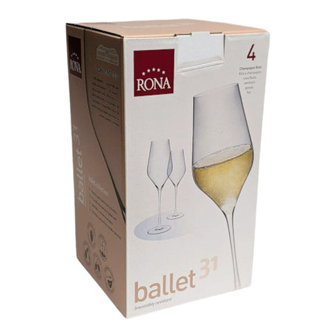 Rona Ballet Champagne Flute Glasses | Set of 4