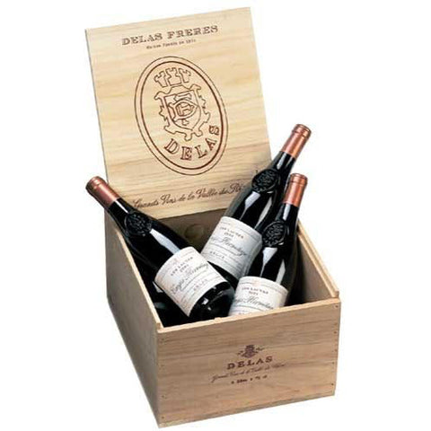 Crozes Hermitage Delas Freres 3 Btl Wooden Gift Box